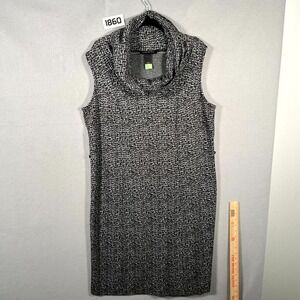 Lane Bryant Sheath Dress Women 18/20 Black White Houndstooth Cowl Neck Pullover